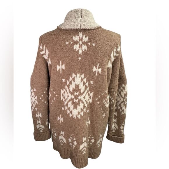 Knox Rose Sweater Brown Cream Aztec Pattern Open Front Boho Cardigan Size XL - Picture 6 of 10